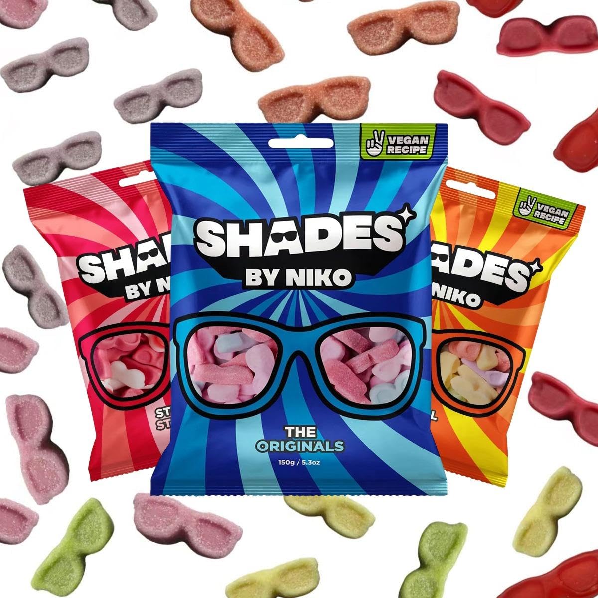 Shades by Niko Variety Pack Gummys Shades – Sweet & Sour Chewy Candy Mix | Tropical, Originals & Straight Up Strawberry | Imported British Candy from the UK
