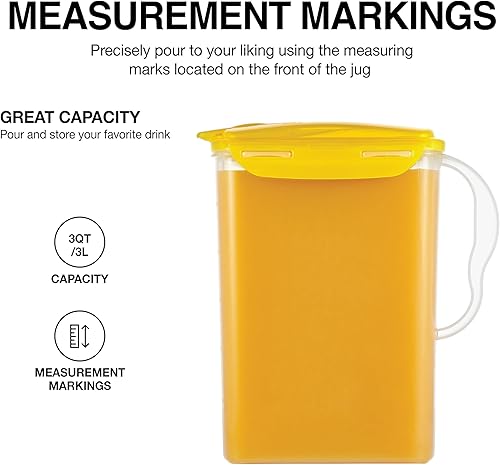 Miniatura 4 de LocknLock Aqua - Jarra de agua para puerta de refrigerador con asa, jarra de plástico sin BPA con tapa abatible, perfecta para hacer tés y jugos, 3