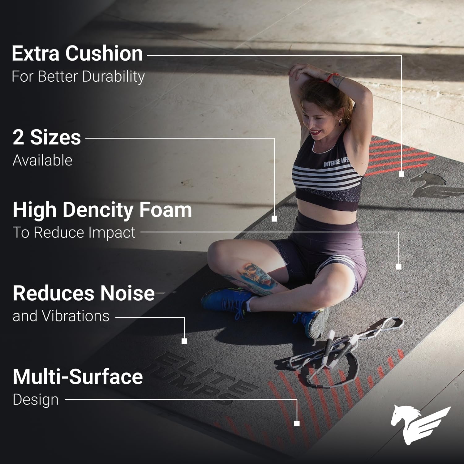EliteSRS Jumps Premium Jump Rope Mat - Large Format Non Slip Mat - Home Workout Exercise Mat - Suitable for All Surfaces