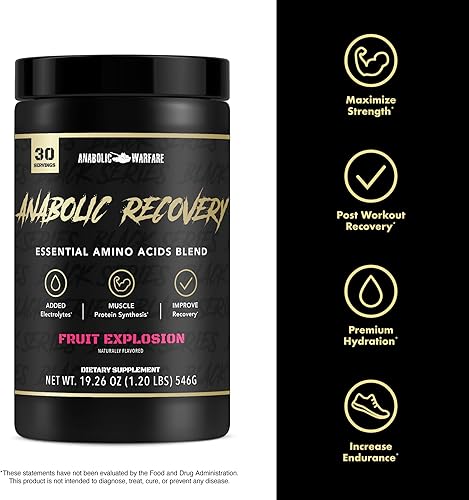 Miniatura 4 de Anabolic Warfare Mezcla de aminoácidos esenciales de recuperación anabólica, recuperación después del entrenamiento e hidratación premium para