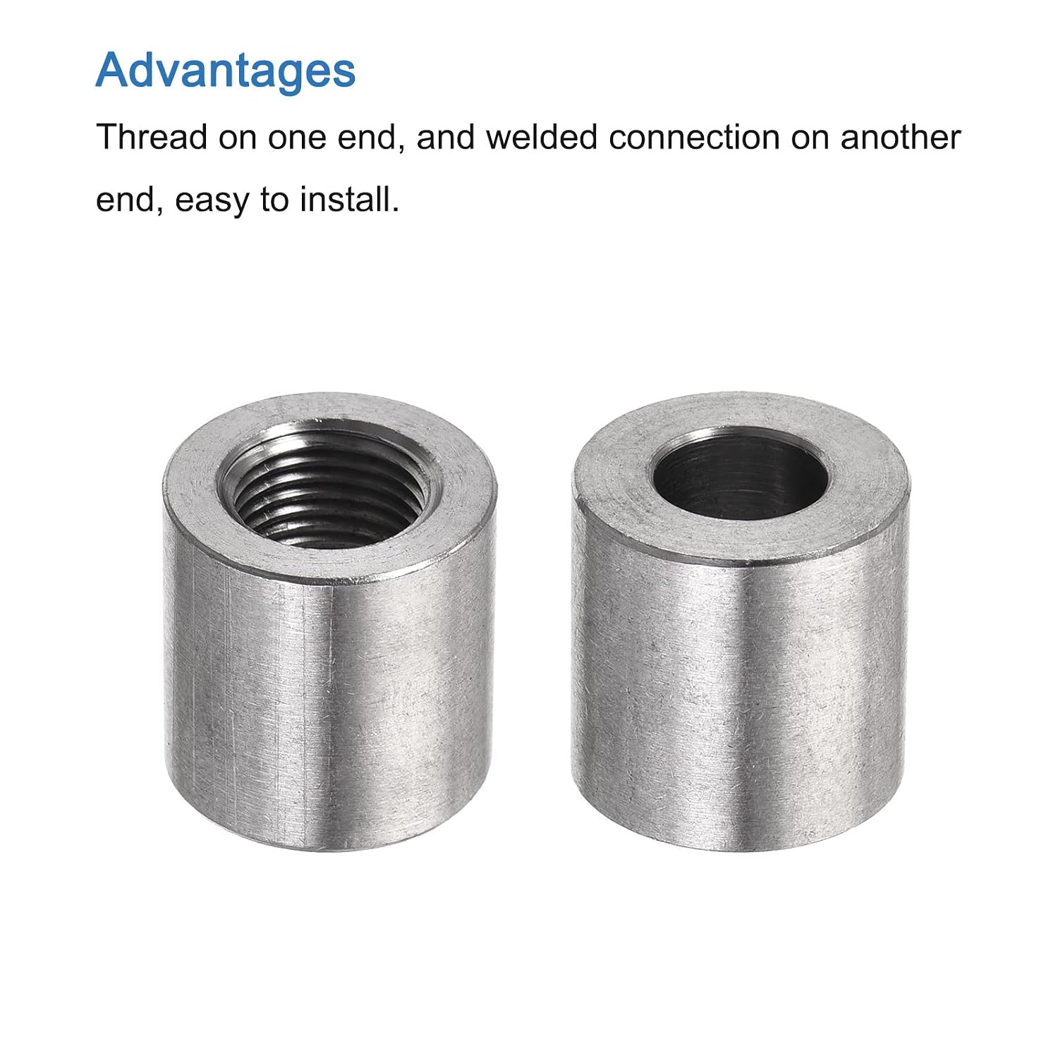 MECCANIXITY Weld Coupling 304 Stainless Steel 1/8 NPT Female Half Threaded Weldable Pipe Fuel Tank Bung Fittings Connector 3Pcs