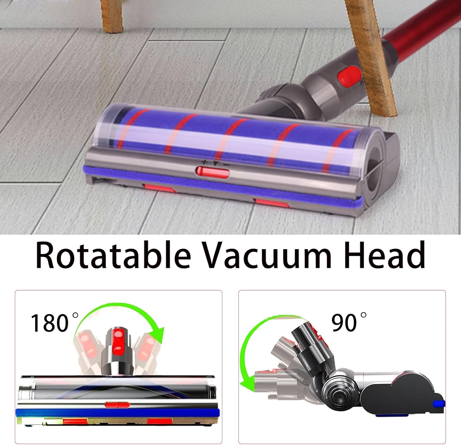 Vacuum Head Floor for Dyson V7 V8 V10 V11 V15 G5 Cordless Vacuum Cleaners Motorhead Cleaner with LED Light, Adjustable Direct Drive Cleaner Head Turbine Floor Tool for Hard Floor Short Pile Carpets