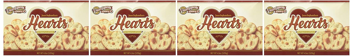 Valley Lahvosh Hearts Crackers 4.5 oz (Pack of 4)