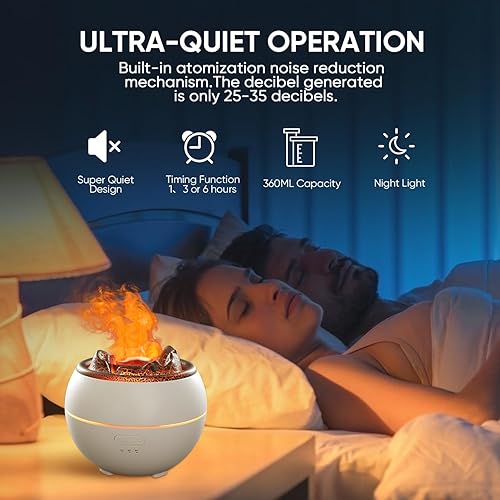 Miniatura 4 de Difusor de llama volcánica, difusor de aceite esencial de aromaterapia, humidificador ultrasónico de niebla fría de 12.2 fl oz para dormitorio,
