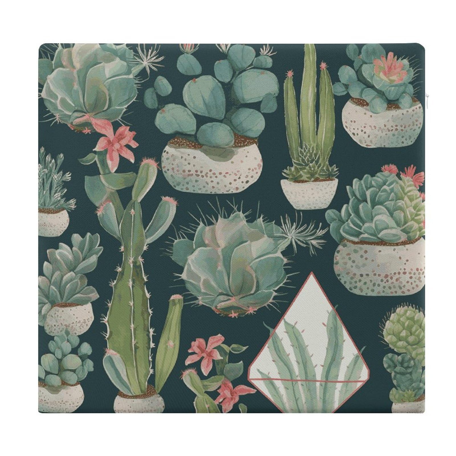 LDGSUPH Succulent Plants and Cactus Seat Cushions for Office Chair Cushion Square Pillows Seating Soft Floor Cushions Cozy Couch Cushion Support Memory Foam Chair Pads for Home Travel Car