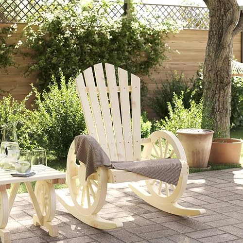 Miniatura 4 de Rocking Adirondack Chair, Brown Solid Fir Wood, Medium Ergonomic Outdoor Patio Garden Lounge Seating, 242.5 lbs Capacity Lawn Chair