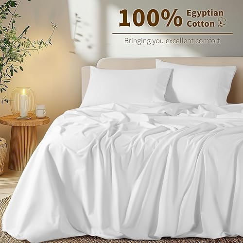 Miniatura 2 de Shilucheng Juego de sábanas de 100 % algodón, 800 hilos, sábanas de lujo de algodón egipcio, sábanas transpirables y refrescantes de calidad de