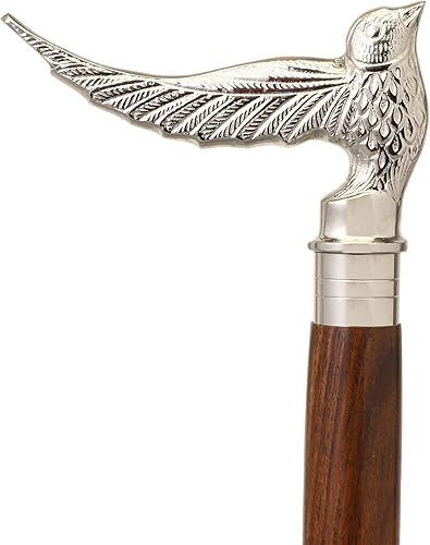 Miniatura 1 de Bastón de madera vintage con mango de latón plateado, bastón de caminar de primera calidad para hombres y mujeres