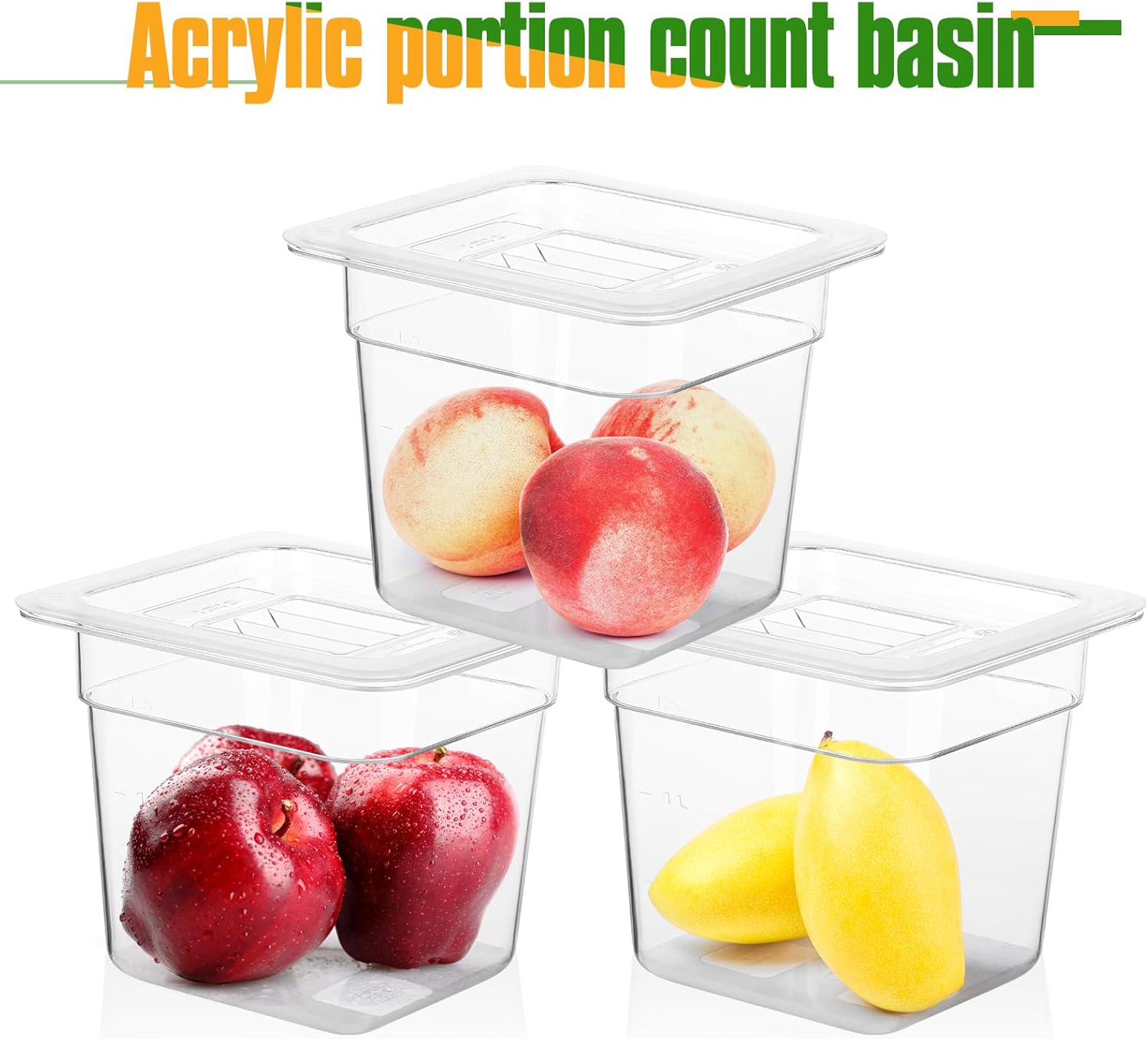 12 Pack Plastic Food Pan with Lids 1/6 Size 6'' Deep Restaurant Food Containers Stackable Clear Polycarbonate Commercial Hotel Pans with 1 Plastic Spoon for Fruits Vegetables - Image 6