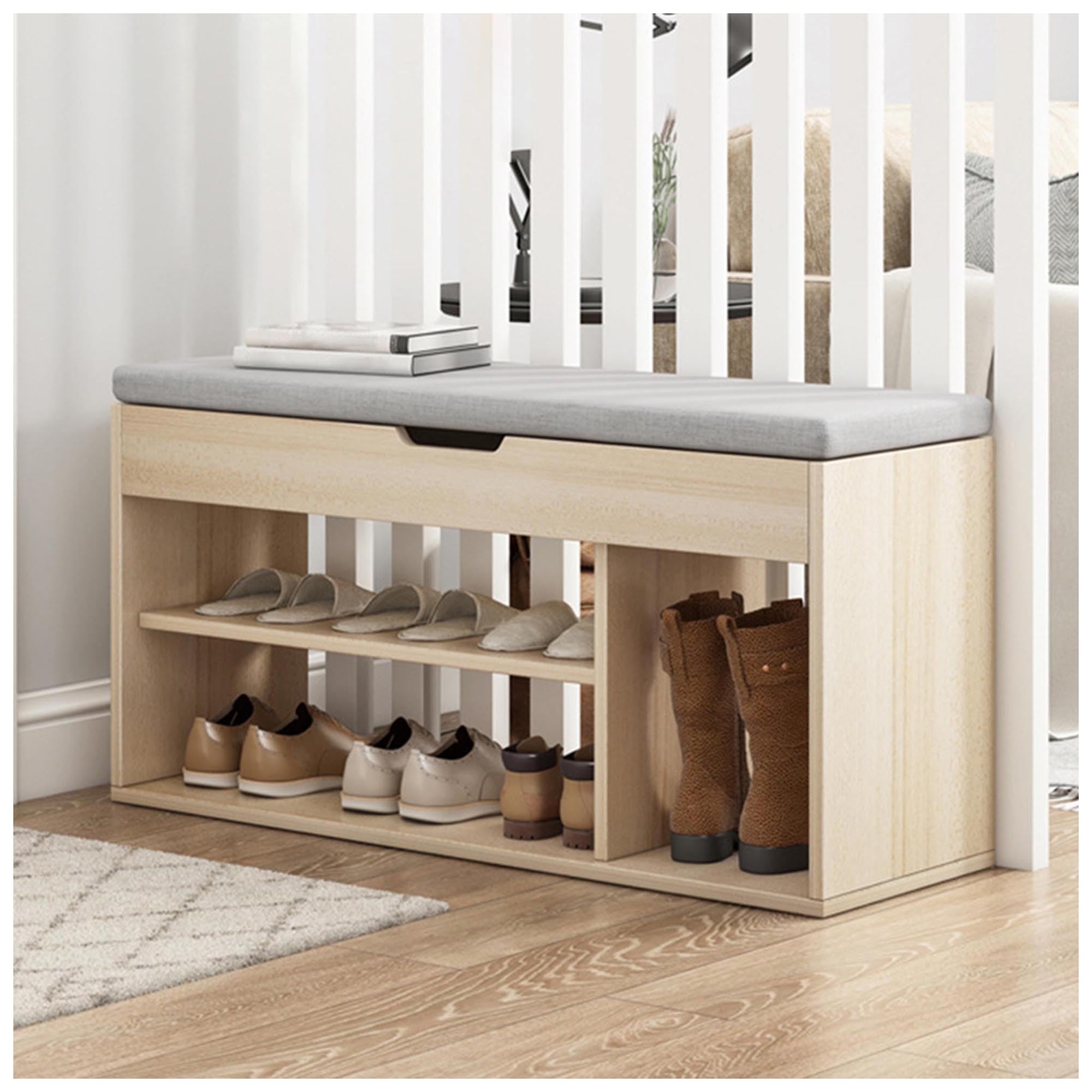 Banc à chaussures moderne 2 niveaux et couvercle à charnière