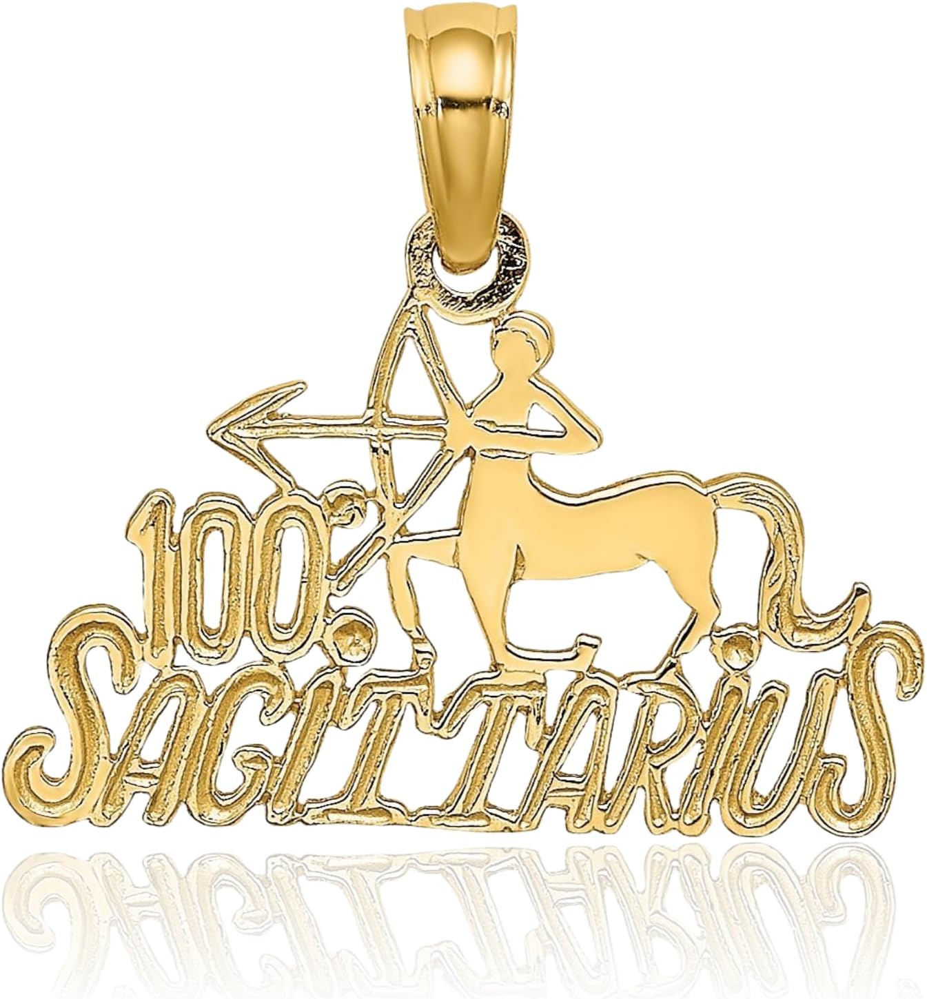 IceCarats 10K Solid Yellow Gold Small Sagittarius Zodiac Pendant Necklace 14mm 0.6 inch Polished, Textured For Her
