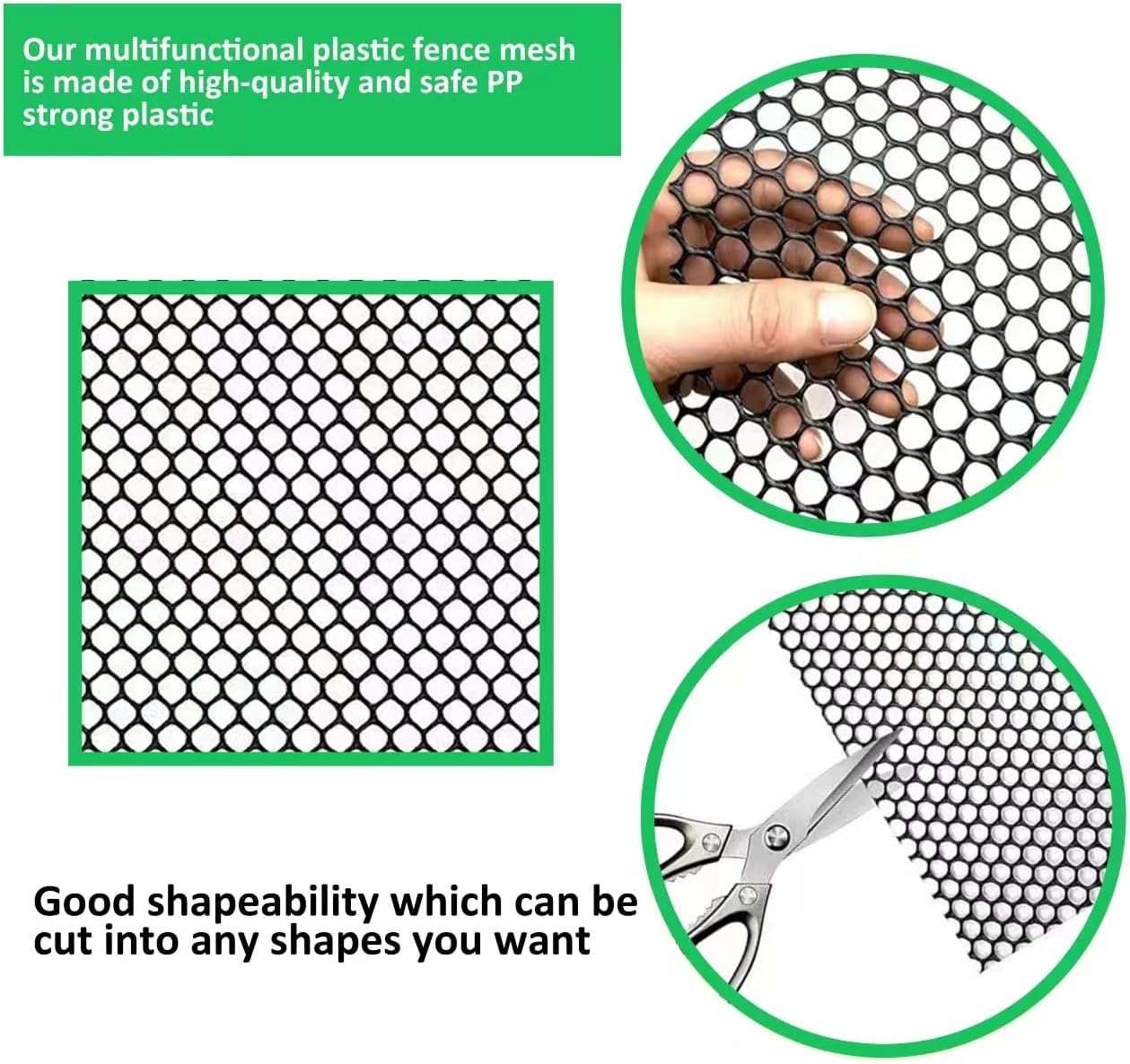 Upgraded Plastic Chicken Wire Fence Mesh(16INx33FT) - Black/Green/White Colors 0.3" Openings,for Garden Net, Poultry Fencing, Chicken Wire Frame,Animal Cage Fence,Floral Netting (Black)