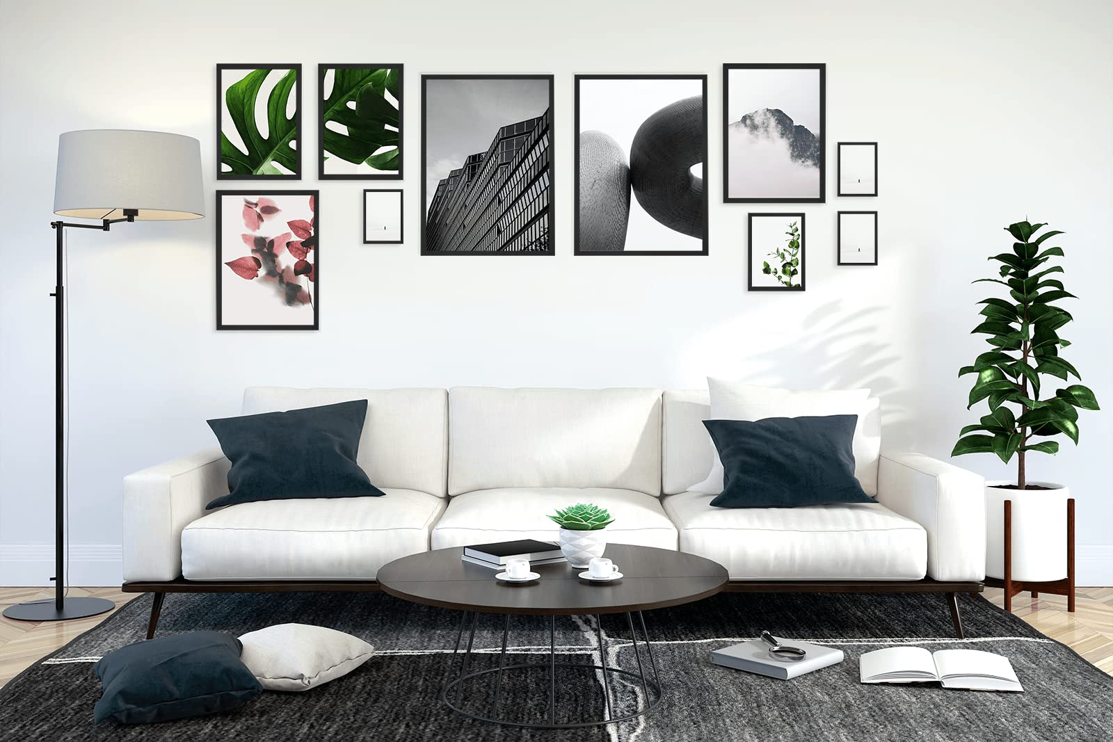 Bilderrahmen 70x100 cm MDF Holz Rahmen Posterrahmen mit Acrylglas Holzrahmen aus Holzplatten für Bilder Poster Fotos Puzzle Plakatrahmen zum Aufhängen & Aufstellen Fotorahmen Schwarz