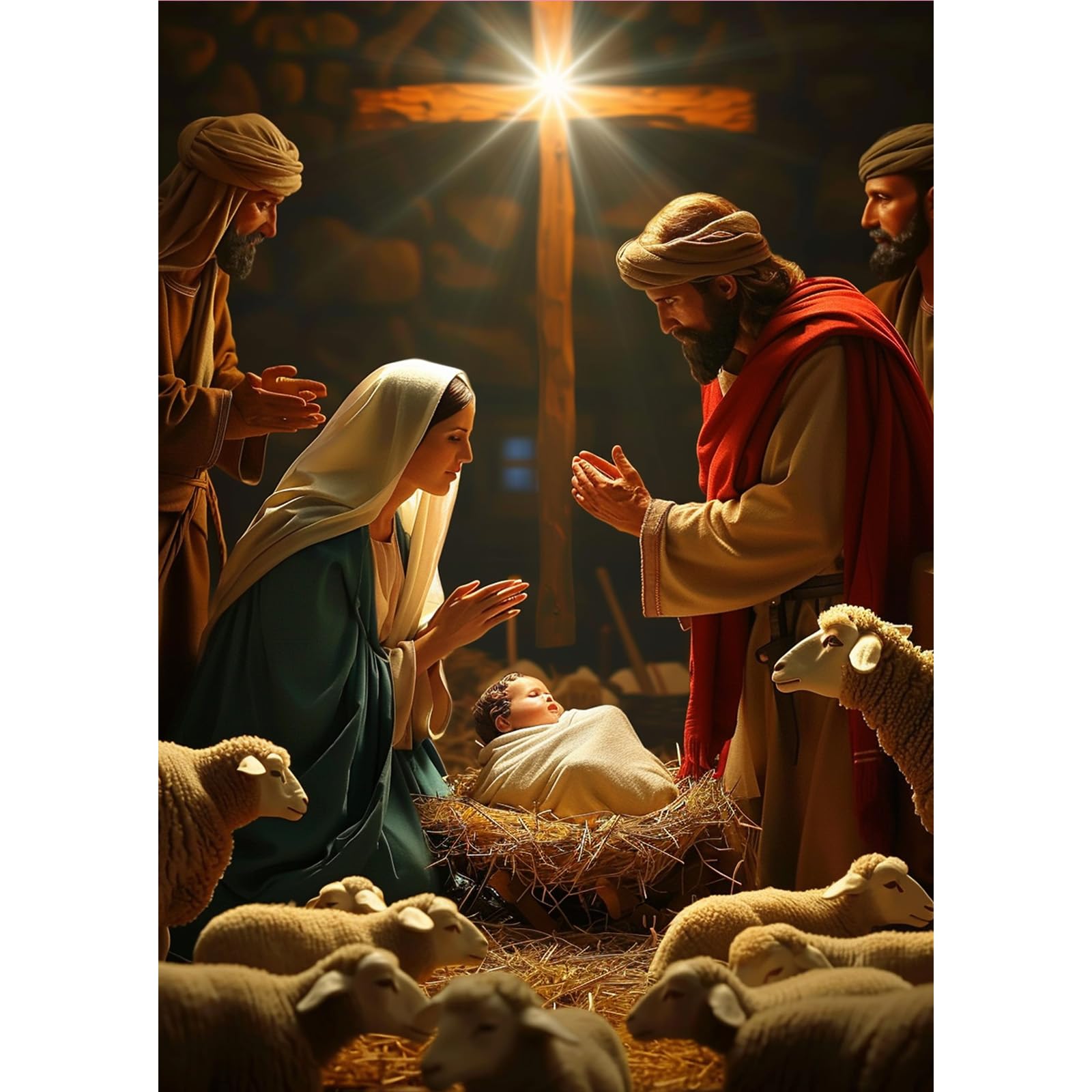 MOGTAA Christmas Diamond Art Painting Kits for Adults, Jesus DIY 5D Diamond Painting Kits for Adults Beginners, Full Drill Diamond Dots Crystal Art Kits for Home Decor Gifts 30x40cm