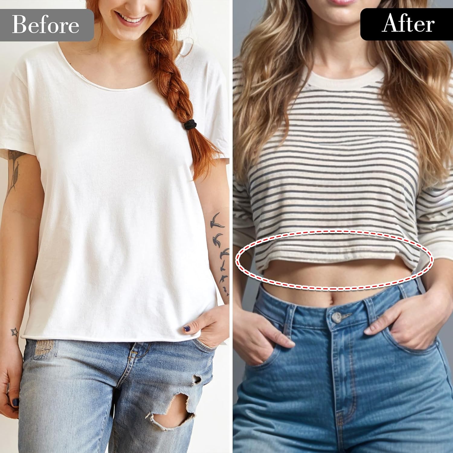 2PCS Shirt Tuck Band Women Sweater Tuck Band Adjustable Elastic Belts Tucky Belt Perfect for Cropping Shirts Sweaters - Image 4