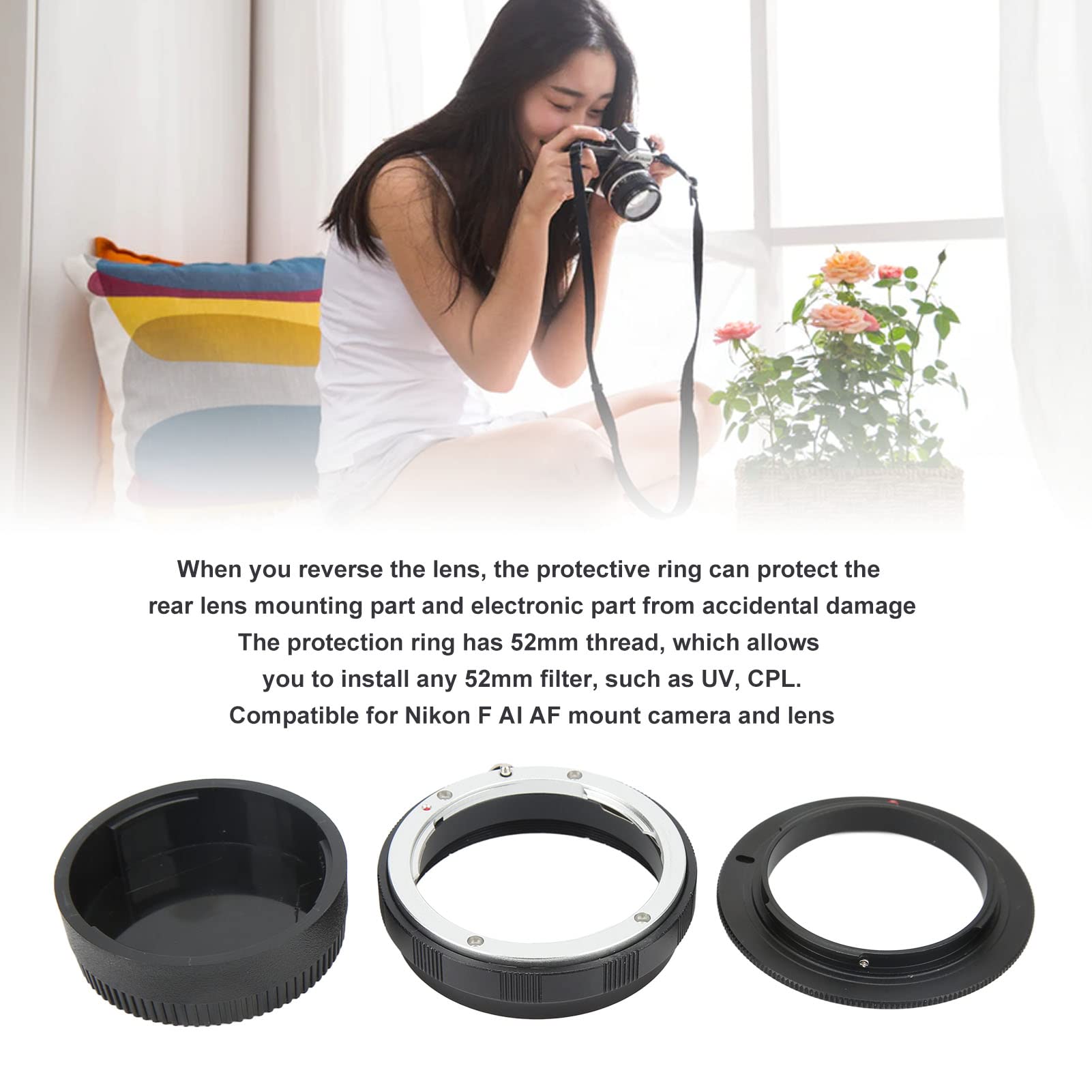 52mm Adapter Pierścienia Odwróconego Obiektywu Makro, Gwint 52mm Dwa Rozmiary Gwintu Adapter Odwrotnego Obiektywu do Aparatów F AI AF Mount