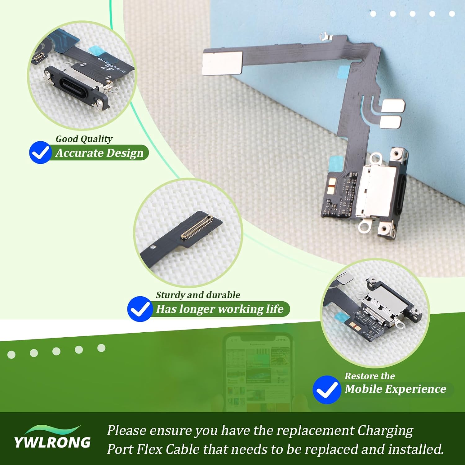 Dock Connector for iPhone 16 Pro Charging Port Flex Cable Replacement for iPhone 16 Pro A3293 A3083 A3292 A3294 USB Charger Dock Board Connector with Tools(Black)
