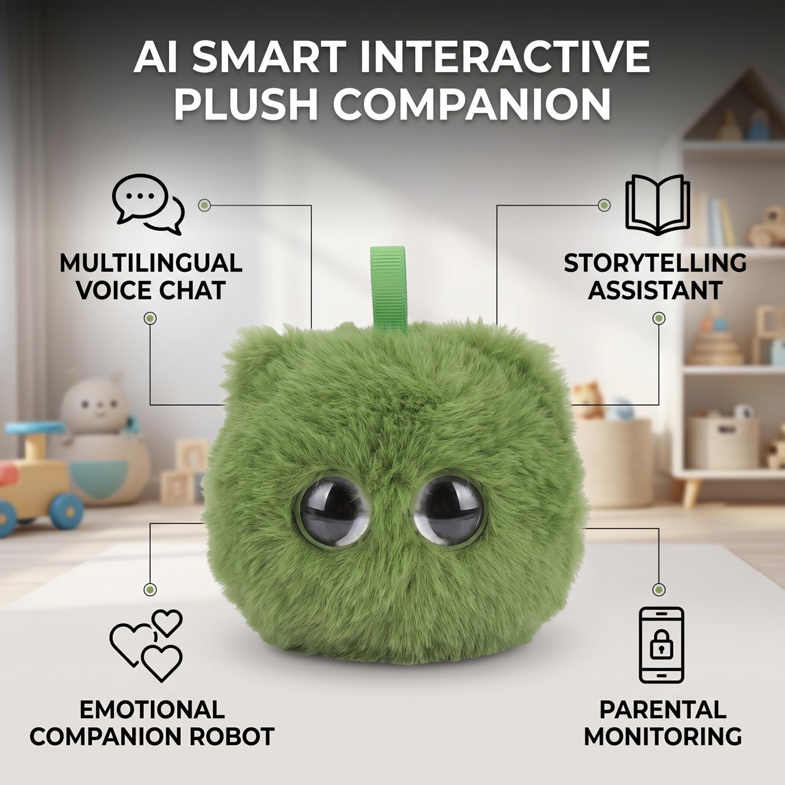 Zunate Robot de Peluche Interactivo con IA | Asistente de Aprendizaje con Chat de Voz Multilingüe Narración para Niños