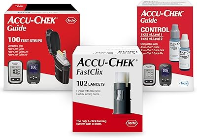 Accu-Chek FastClix Diabetes Blood Sugar Test Kit for Diabetic Glucose Monitoring: 102 FastClix Lancets, 100 Guide Test Strips, and Control Solution (Packaging May Vary)