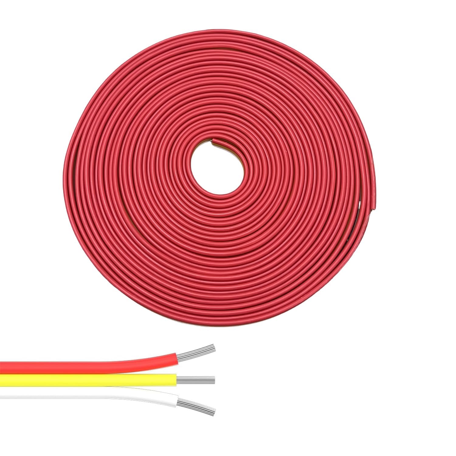 32.8ft/10M 3-pin Extension Cable Wire Cord,22AWG 3-pin Wire Cord for COB SMD 2835 5050 12v 24v Tape Lights Single Color LED Strip Lights(Red