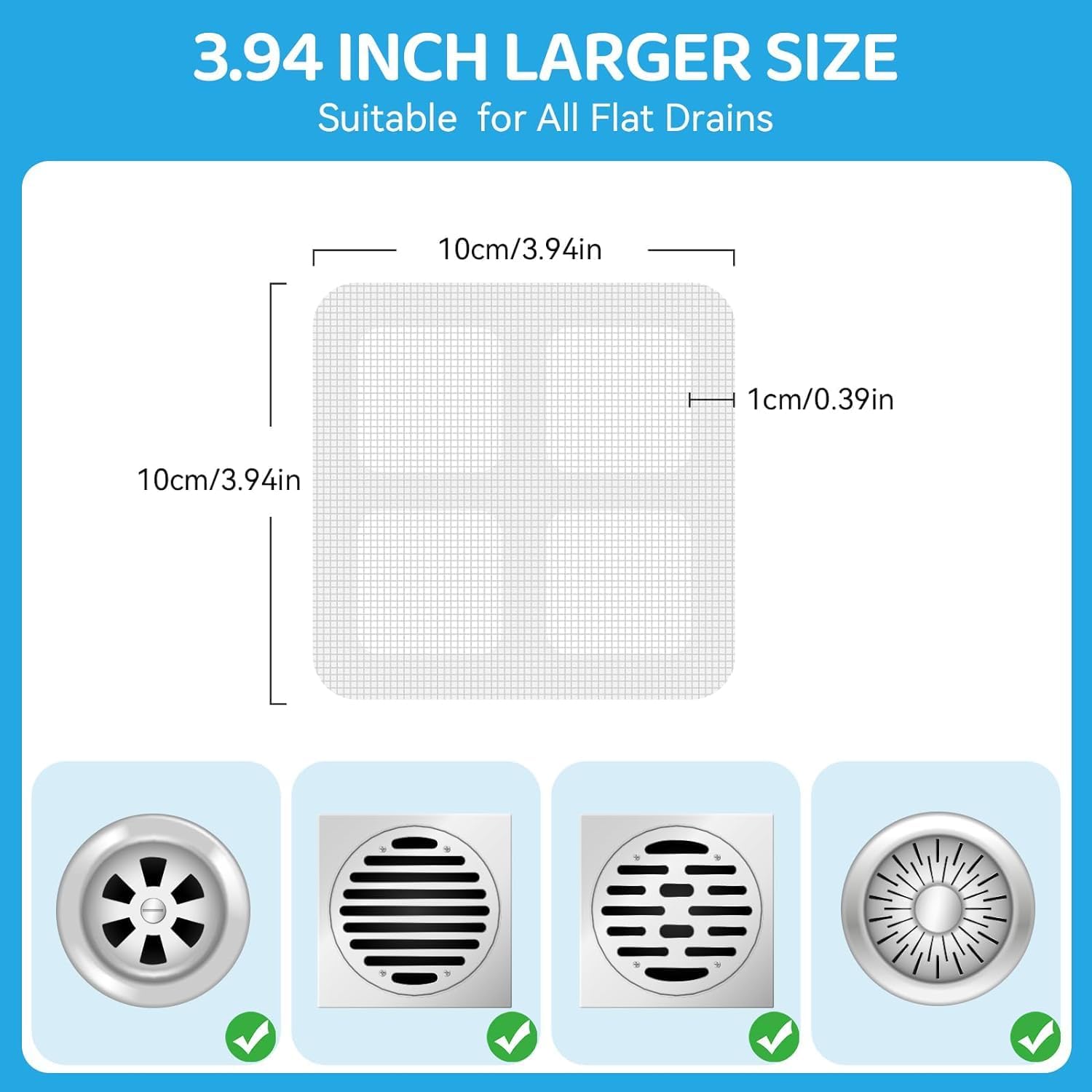 10 Pack Disposable Shower Drain Hair Catcher, Drain Hair Catcher Waterproof Mesh Stickers for Bathroom Accessories, Apartment Essentials for Kitchen, Sink, Bathtub 1
