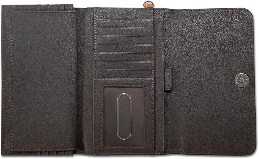 ARIAT Women's Evelyn Clutch Wallet, Floral Embossed Leather Flap, Removable Wristlet, Tan