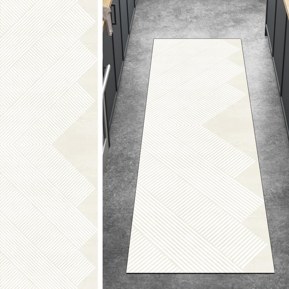 Küchenläufer moderno beige 100 x 240 cm rutschfest waschbar Läufer für Flur und Schlafzimmer