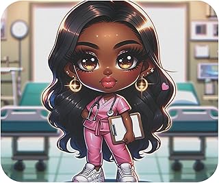 قاعدة ماوس بتصميم ممرضة للاب توب والكمبيوتر، مطاط