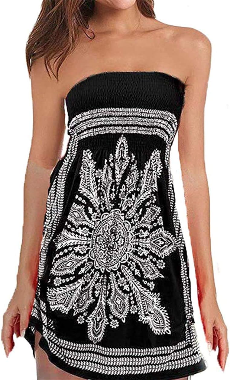 Women Coverup Summer Strapless Beach Dress Swimwear Boho Bathing Covers