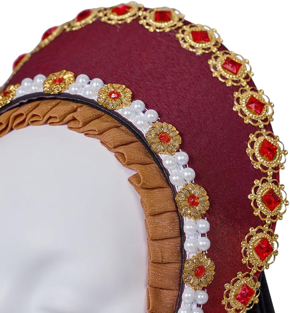 Willyacos Tudor French Hood Anne Boleyn Costume Headpiece Elizabethan Headwear Renaissance Tudor Hat Headdress Headband