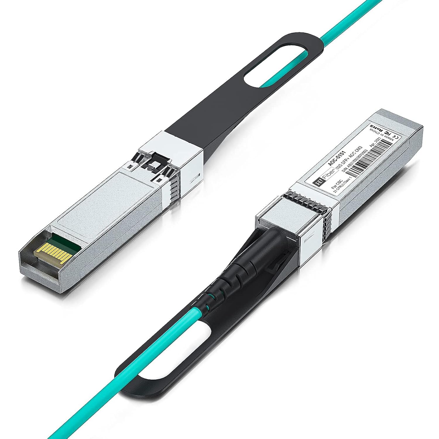 H!Fiber 10G SFP+ AOC Cable, 10Gb Active Optical Fiber Cable, OM3 Multimode MMF Assemblies with SFP+ connectors for Cisco SFP-10G-AOC30M, Ubiquiti UniFi, Mikrotik, 30m (98ft)