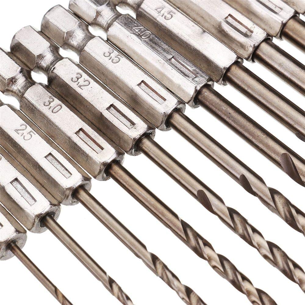 13pcs 1.5-6.5mm M35 Cobalt Mèche HSS-Co Twist Jeu de forets 1/4 Pouces Hex Shank JIYAMI'EN EL