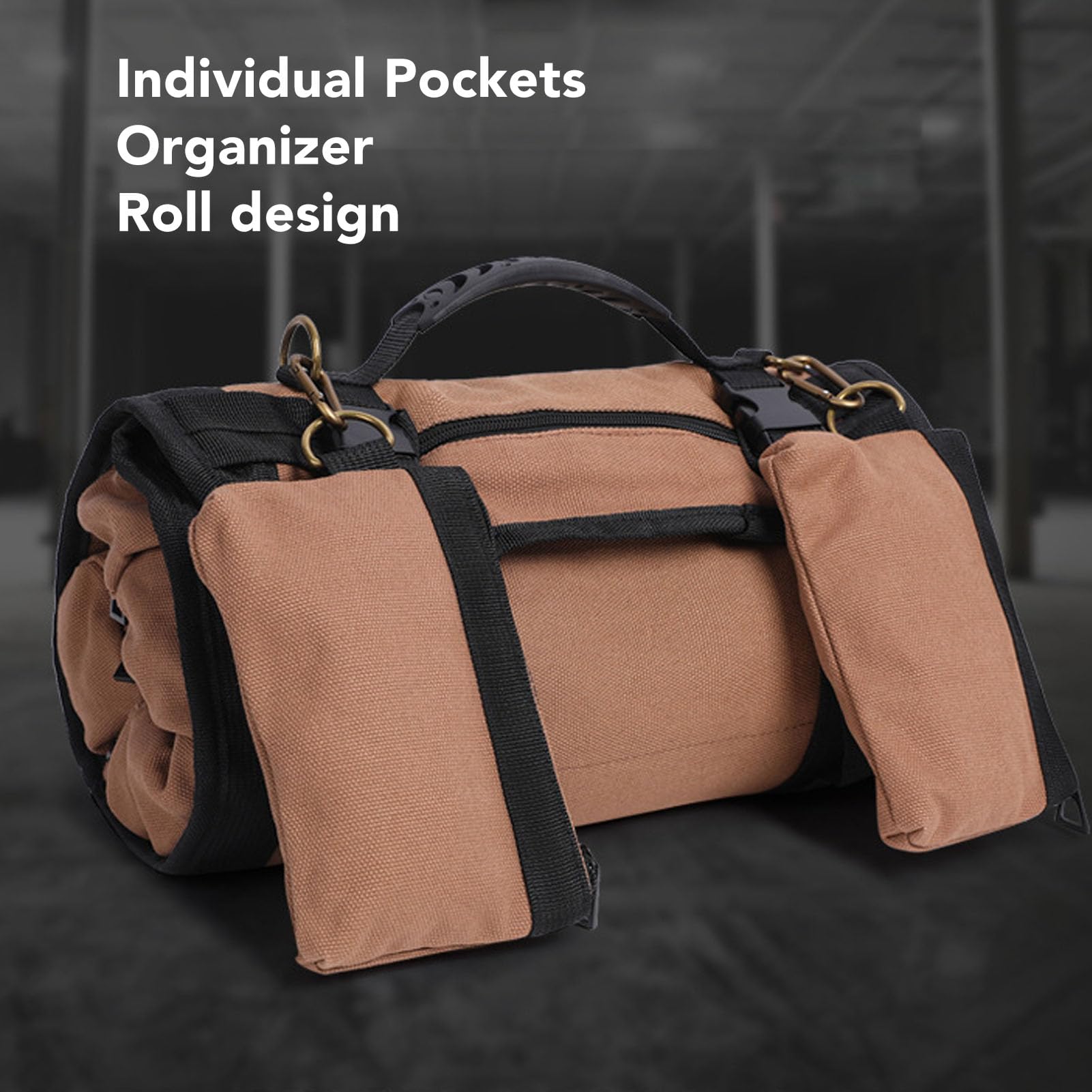 Bolsa de Herramientas, Bolsa de Herramientas Enrollable, Bolsa de Herramientas de Lona, ​​organizador de Herramientas en Rollo con 7 Bolsillos Individuales, Bolsa Multiusos con Cremallera para Herrami