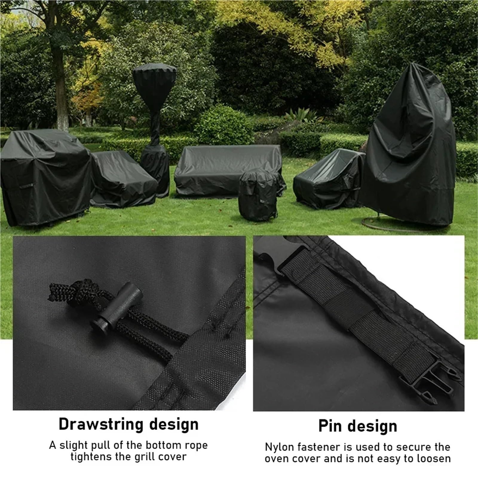 Housse de protection imperméable 210D pour barbecue en plein air 100 x 60 x 150 cm pour utilisation toute l'année