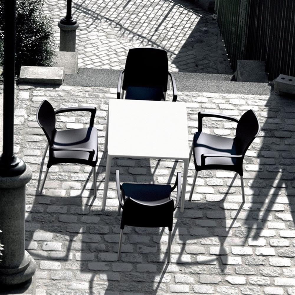 Compamia Mango 28" Square Patio Dining Table in White, Commercial Grade