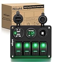 Vista 20 de Nilight Panel de interruptores basculantes de 4 bandas, resistente al agua, precableado, de aluminio con tipo PD C y USB, enchufe de encendedor