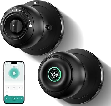 Fingerprint Door Lock with App, Smart Door Knob & Keyless Entry Door Lock, Biometric Door Locks Auto Lock, Smart Lock Door Knobs Door Locks for Bedrooms, Front Door, Apartment, Garage, Office, Home