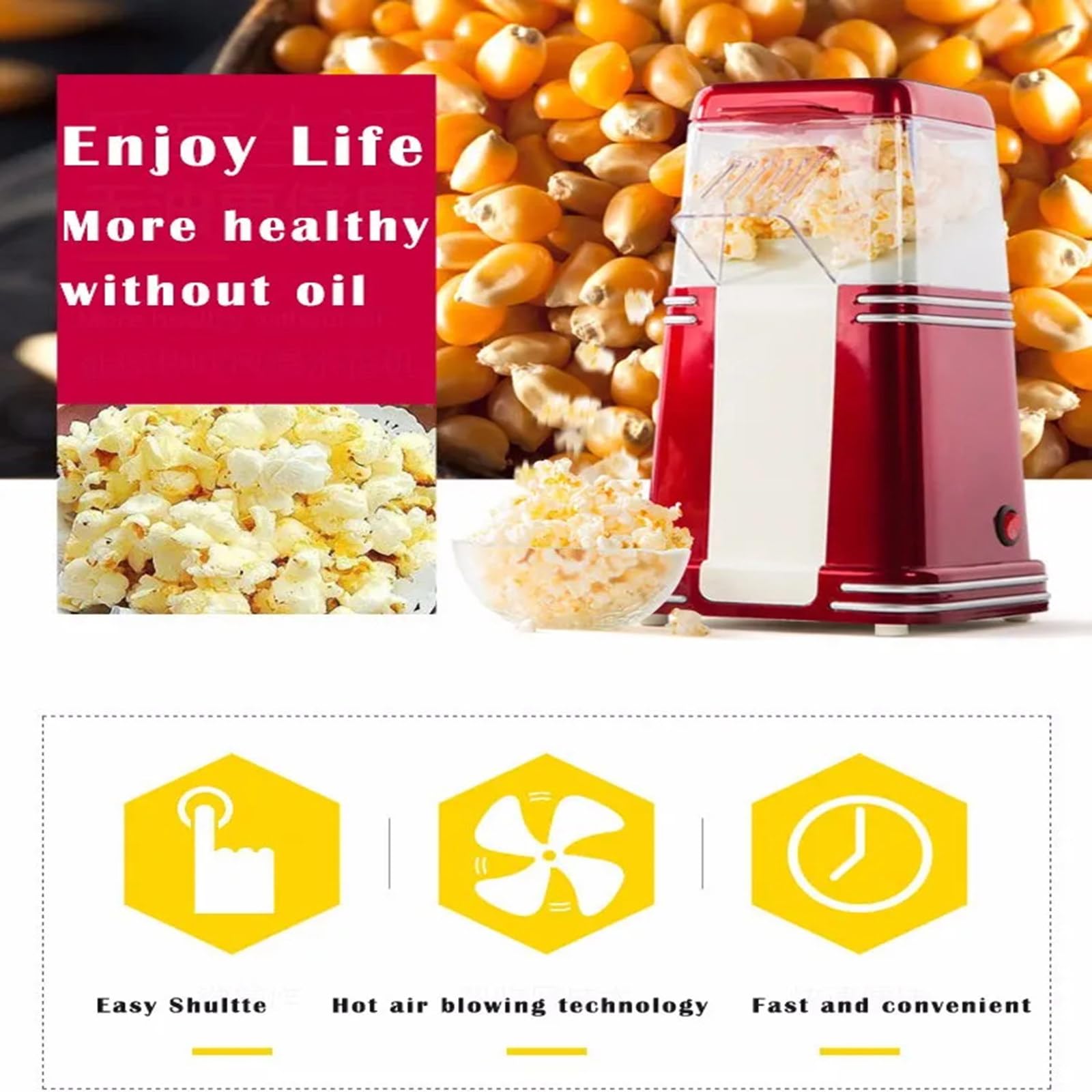 Mini Palomitas de maíz clásicas, Palomitas de maíz Dobles Retro, Palomitas de maíz caseras, Palomitas de maíz Autoadhesivas Que Pueden Agregar azúcar y Aceite