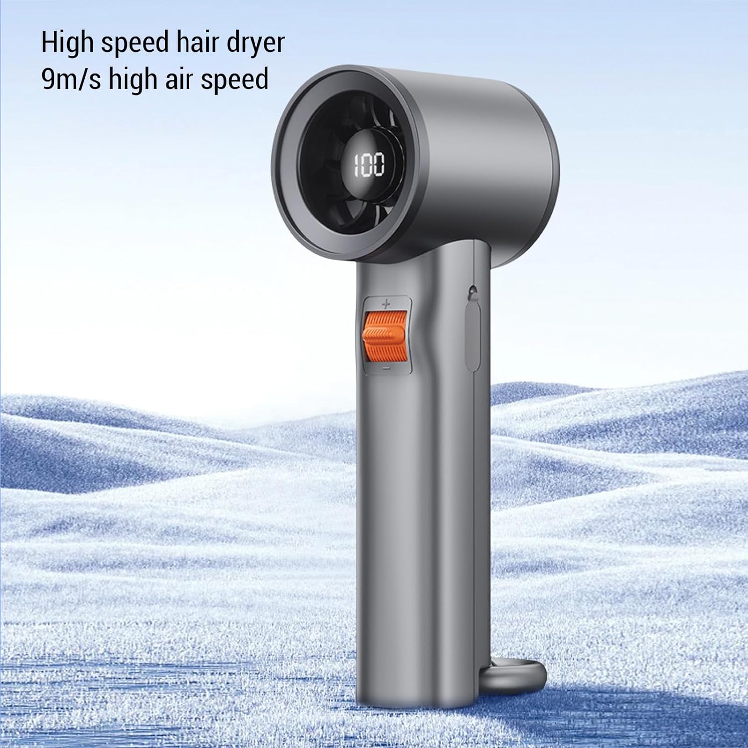 Portable Handheld Fan, 100 Gears Stepless Adjustment 13000RPM Powerful High Speed Mini Fan, Quiet Pocket Fan with Hook for Travel Camping Outdoor (Gray)