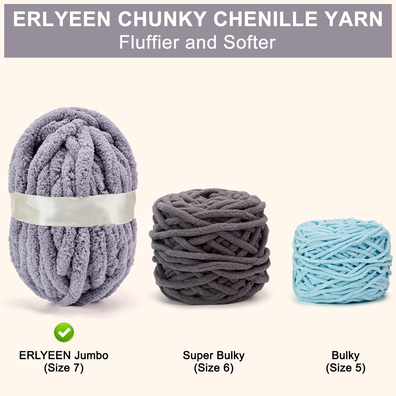 Fil Chenille Extra épais Et Doux - 100% Polyester Lavable - 25 Mm De Diamètre, 250 G Par échevette - Pour Tricot Main, Couvertures, Déco