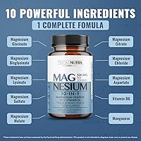 Vista 2 de 10-in-1 Magnesium Supplement 500 mg High Absorption Magnesium Complex with Mag Glycinate, Citrate, Vitamin B6 Magnesium for Sleep, Muscle, Bone &