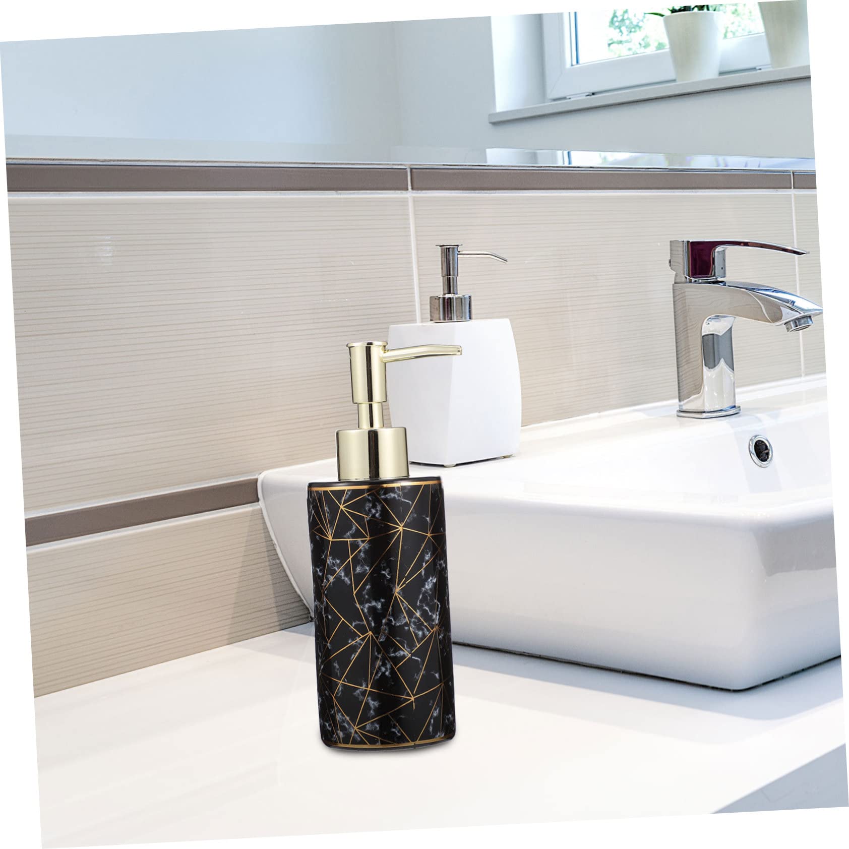 Cabilock 2pezzi Dispenser Di Lozione Creativo Ceramica Con Pompa Bottiglia Per Bagno Decorazione Elegante e Pratica Sicura e Duratura Per Uso Quotidiano e Viaggi