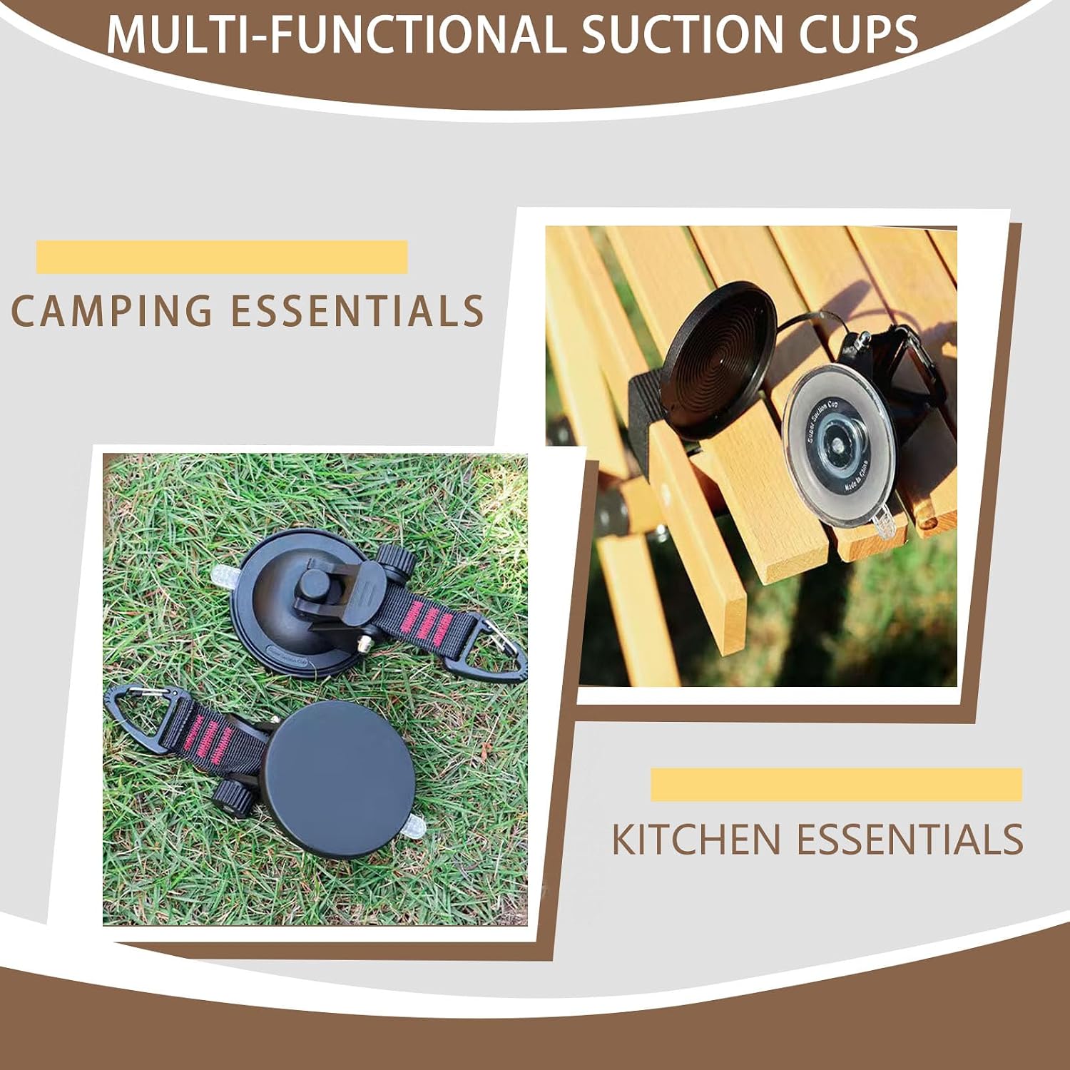 Heavy Duty Suction Cups Anchor with Hooks, Suction Cup Camping Tie Downs with Securing Hook ，Outdoor Strong Suction Cup Wall Anchor for RV Boat Window Camping Tarp Accessory,Car Side Awning(4 pcs)
