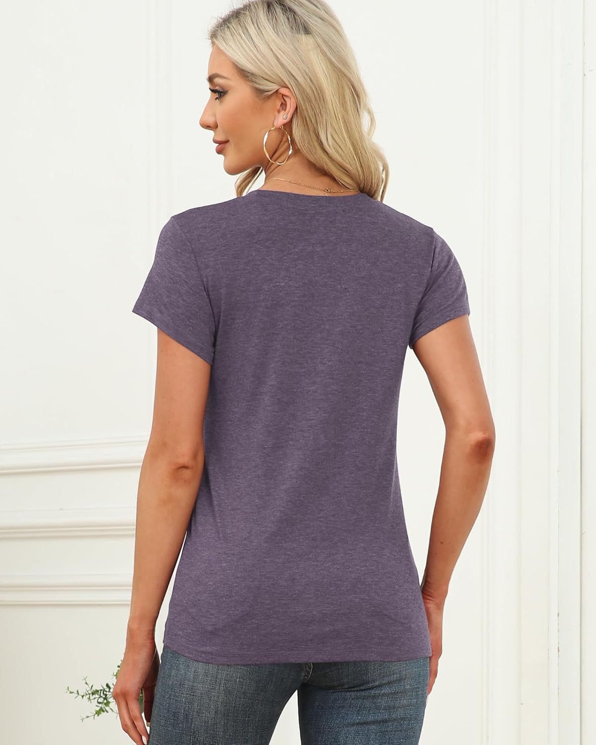 Memorose Womens Short Sleeve Tops Summer T Shirts Round Neck Causal Fashion Basic Tee - Image 4