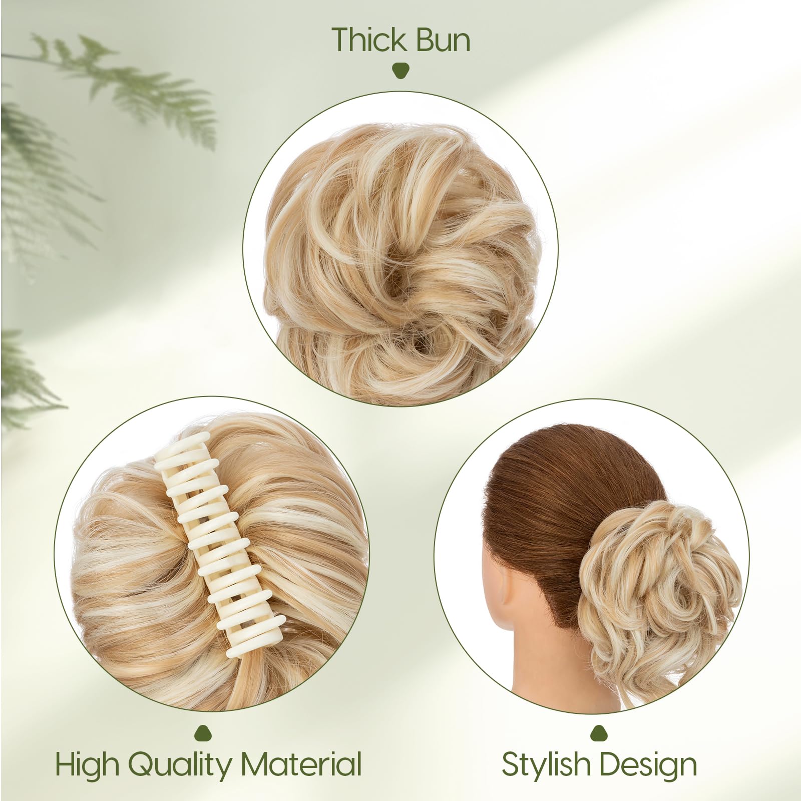 Benehair Messy Bun Hair Piece Wavy Curly Claw Clip Hair Bun Extensions Synthetic Hair Bun Donut Accessories Scrunchies Hair Pieces for Women(Light Brown mix Blonde - Image 4