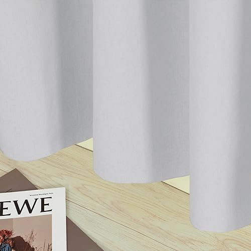 Miniatura 9 de YoungsTex Cortinas de lino gris claro Blackou para dormitorio, oscurecimiento de habitación completa, cortinas de lino sintético para ventana,