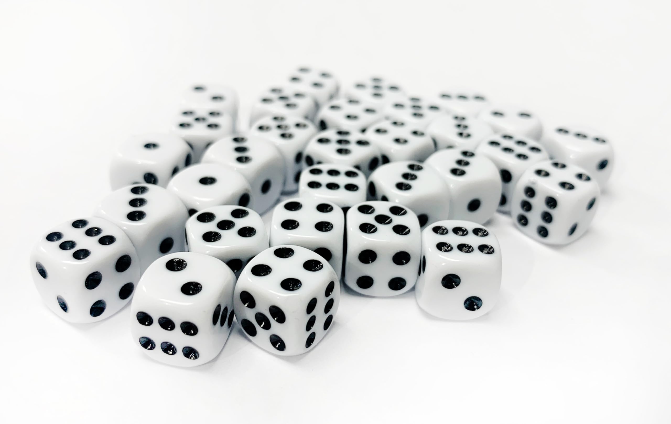 30x D6 Dice Pack | 10mm Classic White Spot Six Sided Dice Set | for Classic and Professional Tabletop Dice Games | by Warlord Games