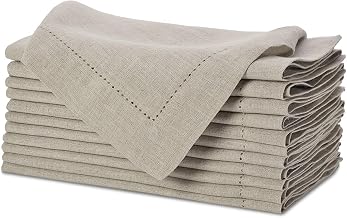 Sweet Needle Pure Linen Napkins with Hemmed Hem, Set of 12 Napkins in 100% European Linen, Washable and Durable, Ideal for Kitchen Furnishing, Christmas, Natural, 50 x 50 cm
