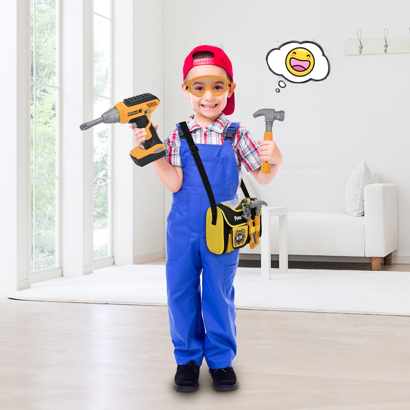 Outils de Travail Jouet Enfants 37 Pièces Constructions Boîte à Outils avec Perceuse Jeu D'imitation Jeu Éducatif Anniversaire Noël Cadeau pour Enfants 3-8 Ans (sac à outils)