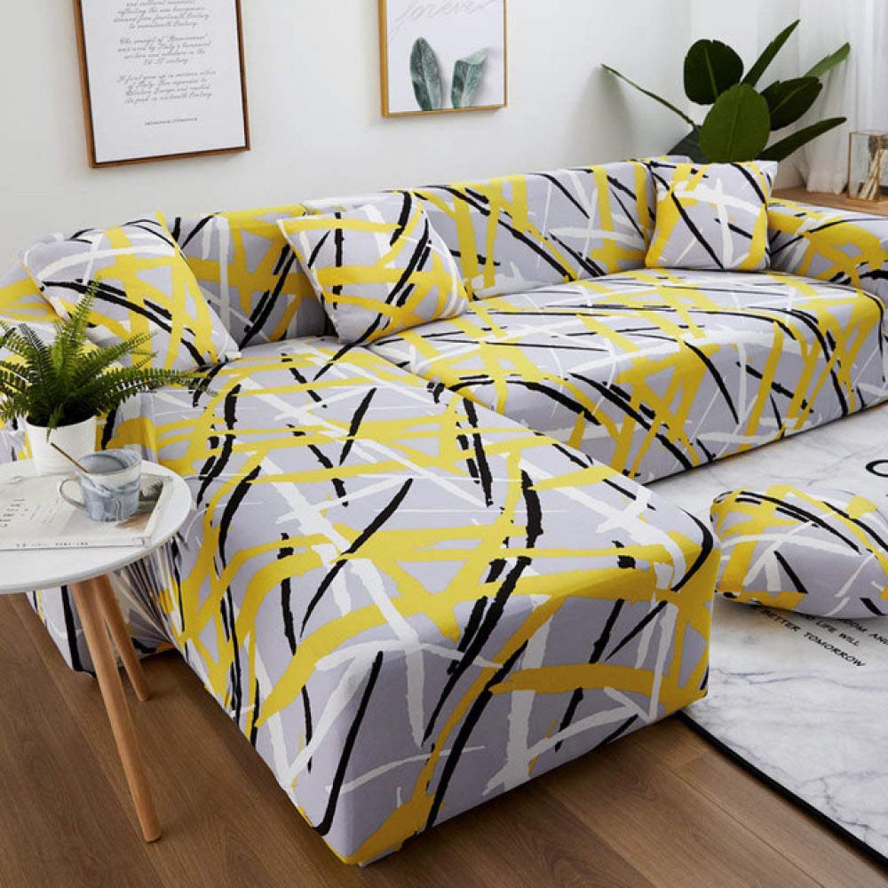 Housse de canapé d'angle extensible en L grise 3 places pour salon moderne